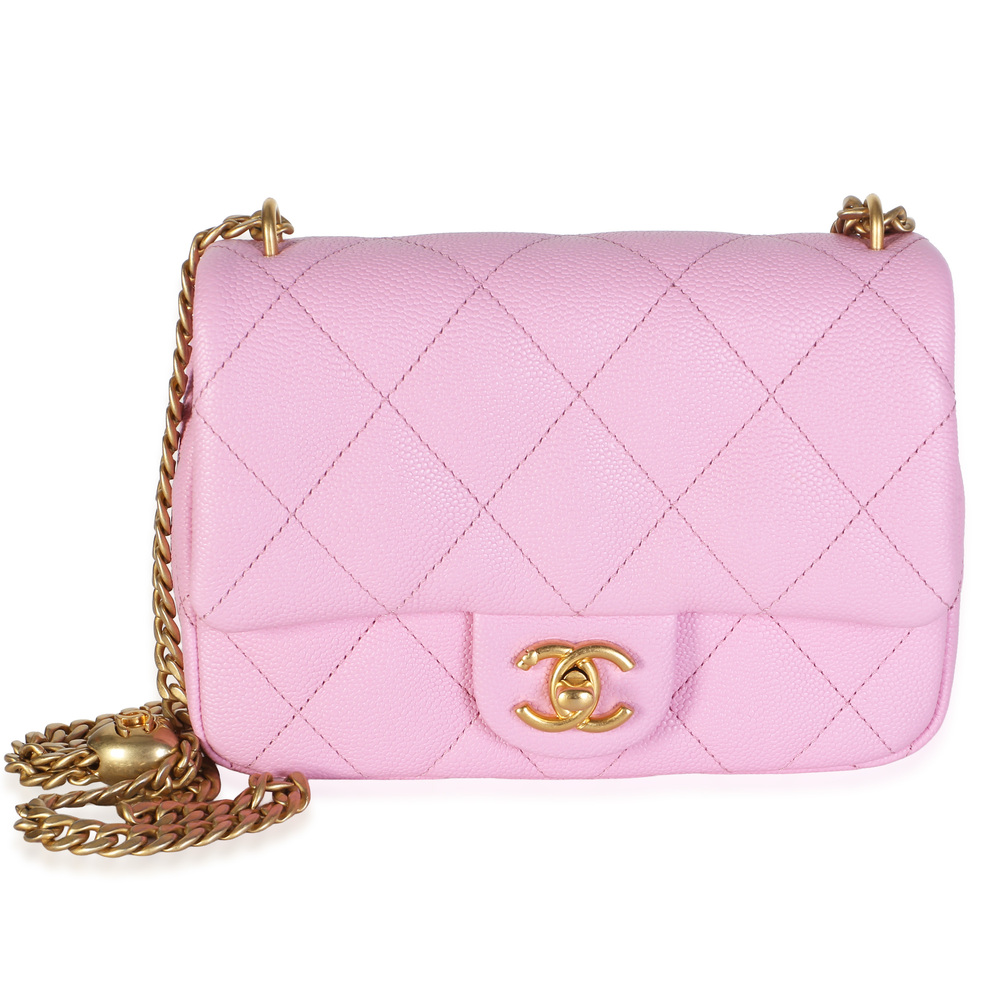 Chanel Pink Quilted Caviar Mini Sweetheart Crush Flap Bag